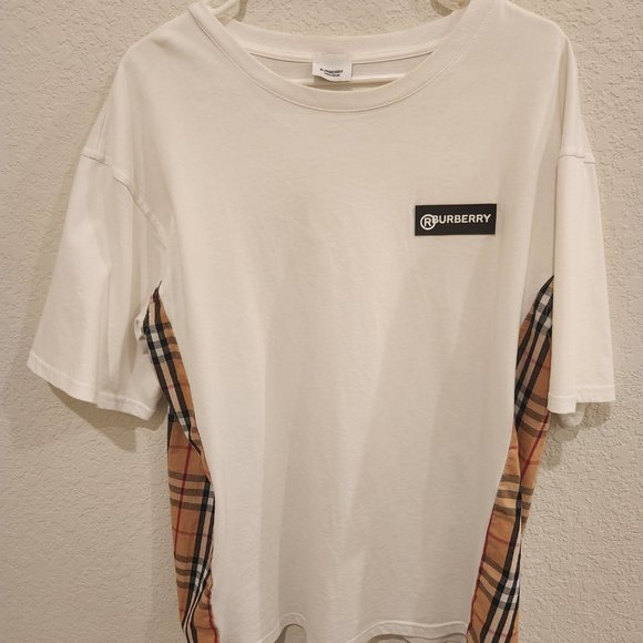 (Never Wore) Burberry Check Panel Cotton T-shirt (Size M) (Unisex) - Picture 1 of 8